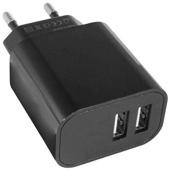 Сетевое зарядное устройство с 2 разъемами USB RUICHI 640, 2.4 А, 5 В, 50 Гц, ABS-пластик, цвет  белый