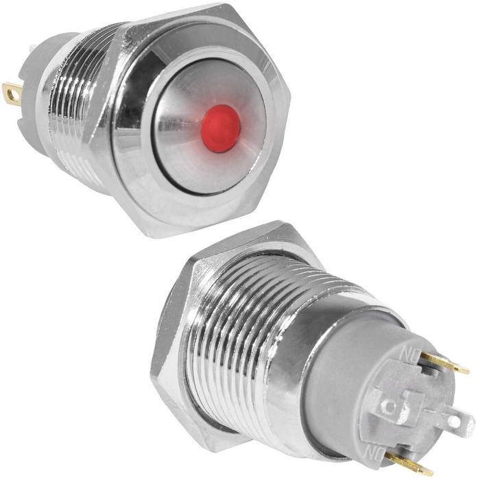 Кнопка антивандальная RUICHI GQ16B-10ZD/J/R/N, OFF-ON, рабочая температура -25…+55 °C, никелированная латунь