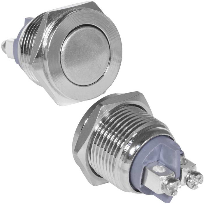 Кнопка антивандальная RUICHI GQ16PF-10/N, OFF-(ON), рабочая температура -25…+55 °C, никелированная латунь