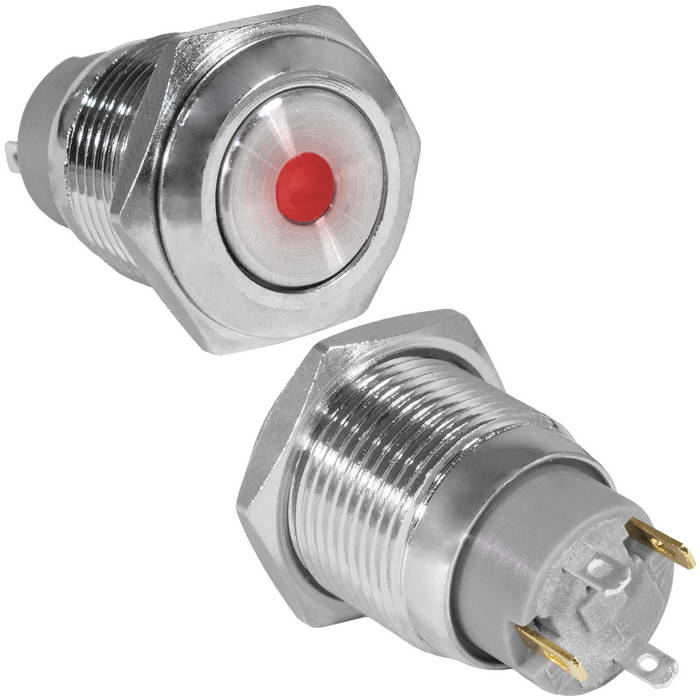 Кнопка антивандальная RUICHI GQ16F-10ZD/J/R/N, OFF-ON, рабочая температура -25…+55 °C, никелированная латунь