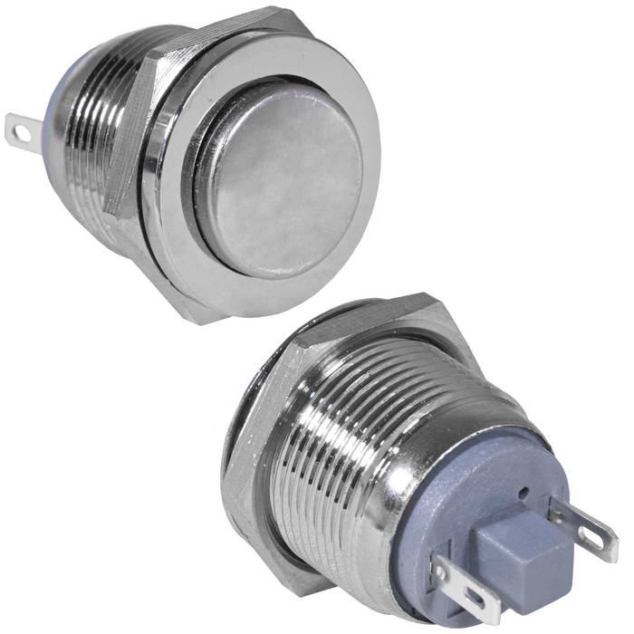 Кнопка антивандальная RUICHI GQ19PH-10/J/N, OFF-(ON), рабочая температура -25…+55 °C, никелированная латунь