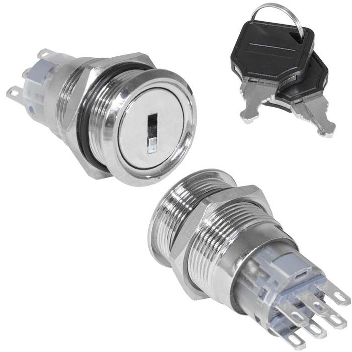 Кнопка антивандальная RUICHI LAS1-AGQ-11Y/31/N, ON-ON, рабочая температура -25…+55 °C, никелированная латунь