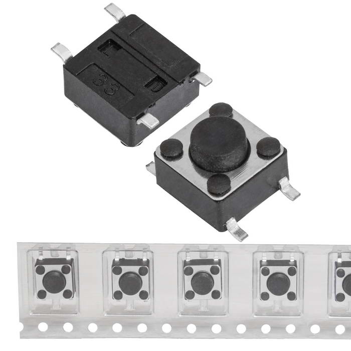 Тактовая кнопка SZC IT-1102W, 6x6x4.3 мм, в рулоне, OFF-(ON), 50 мА, 12 В, 100 мОм
