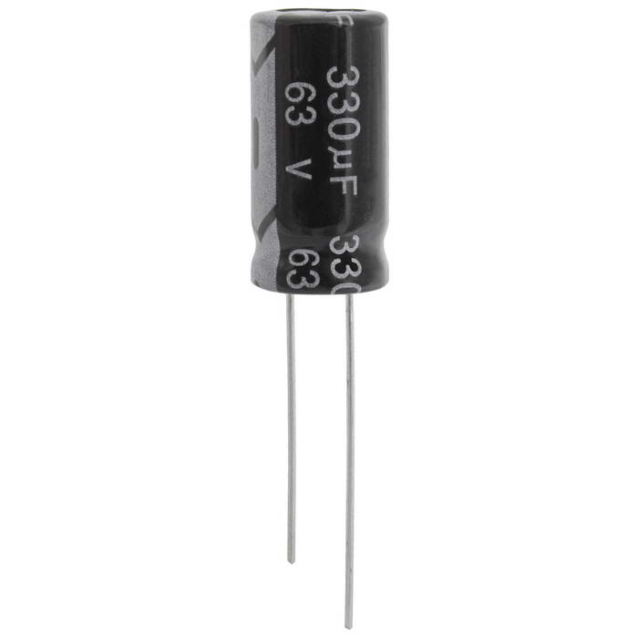 KM331M1JBKJ1020VBK JWCO Конденсатор электролитический радиальный, 330 мкФ, 63 В, 10х20   мм, -40…+105 °C, наработка 2000 часов