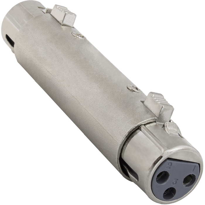 Соединитель микрофонный RUICHI JD-484 XLR 3pin гнездо-гнездо (мама-мама), 48 В, -20...+50°C, цвет серый металлик