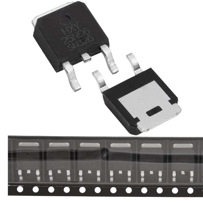 25N06, HXY полевой транзистор (MOSFET) , N-канал, 60 В, 25 А, 30 мОм, 12.6 нКл, TO-252 (DPAK)