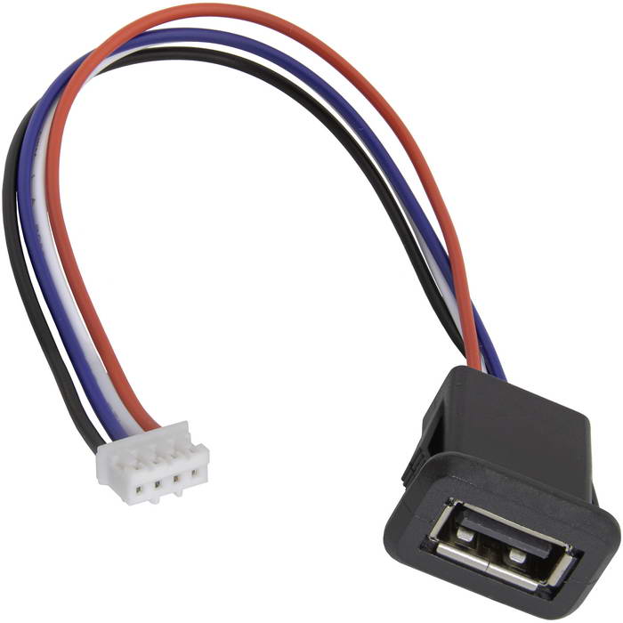 Разъём USB-4Pin-PH2.0 RUICHI, длина кабеля 100 мм, 4 контакта, 1.5 А, 20 В, корпус пластиковый черный