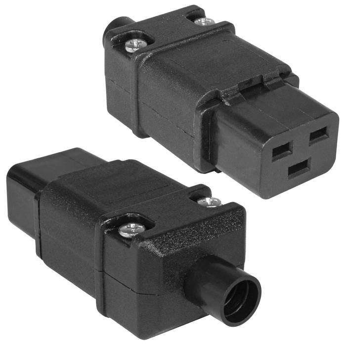 Разъем питания штепсельный (розетка) RUICHI IEC-320-C19, 3-х полюсной, 220 В, 16 А, прямой