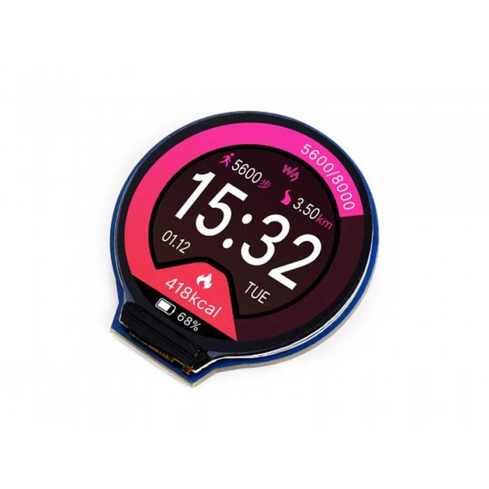 1.28-дюймовый модуль ЖК-дисплей Waveshare, 1.28inch LCD Module, IPS панель, разрешение  240x240,  интерфейс SPI, 65 тысяч цветов