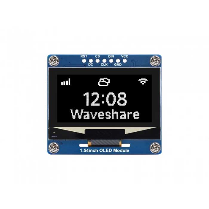 1.54-дюймовый модуль OLED-дисплея Waveshare, 1.54inch OLED Module, разрешение 128x64,  интерфейсы SPI / I2C, белый цвет дисплея
