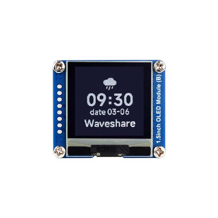 1.5-дюймовый модуль OLED-дисплея Waveshare, 1.5inch OLED Module (B), разрешение 128x128,  интерфейсы SPI / I2C, черно-белый дисплей