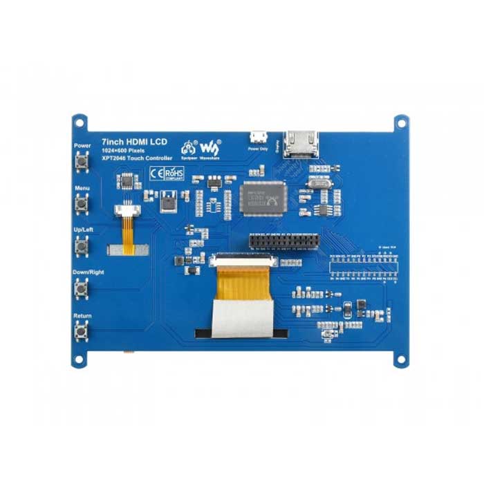 7-дюймовый резистивный сенсорный ЖК-дисплей Waveshare, 7inch HDMI LCD, разрешение  1024x600, HDMI, IPS, поддержка различных систем