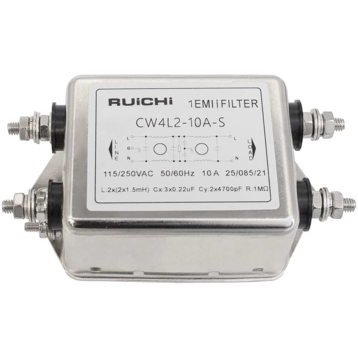 RUICHI CW4L2-10A-S сетевой EMI/RFI фильтр, однофазный, 250VAC, 10A, двухкаскадный,  высокопроизводительный, компактный