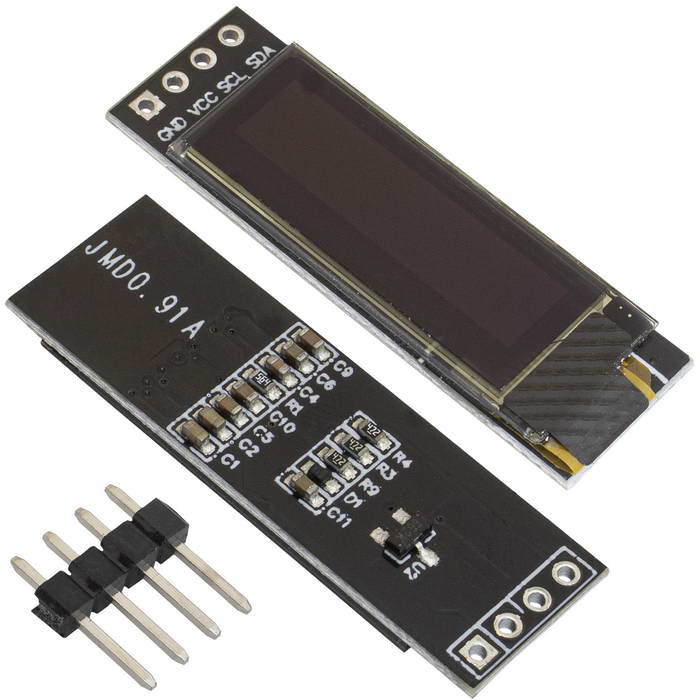 0.91-дюймовый модуль OLED-дисплей RUICHI, DSM-OLEDv2-0.91-4P-W, разрешение 128x32          пикселей, интерфейс I2C, драйвер SSD1306, белый
