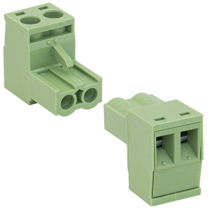 Разъемный клеммный блок на кабель RUICHI 2ERGK-5.0-02P ( 2EDGK-5.0-02P / 2EGTK-5.0-02P ),  розетка (F), 2 контакта, шаг 5.00 мм