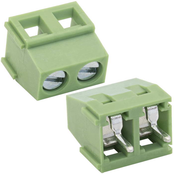 Винтовой модульный клеммный блок RUICHI RG127-5.08-02P ( DG127-5.08-02P / GT127-5.08- 02P ),  на плату, 2 контакта, шаг 5.08  мм
