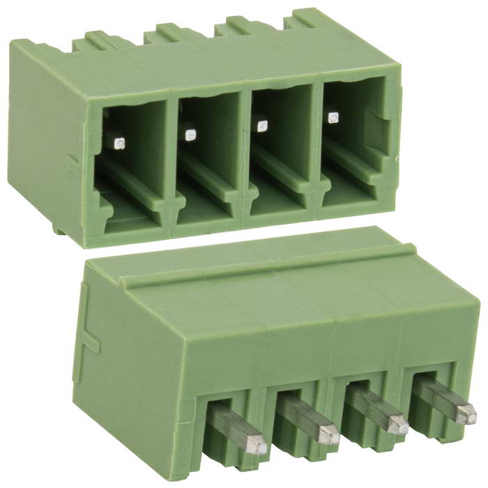 Разъемный клеммный блок на плату RUICHI 15ERGVC-3.5-04P ( 15EDGVC-3.5-04P / 15EGTVC-3.5 -04P ), вилка (M), 4 контакта, шаг 3.50 мм