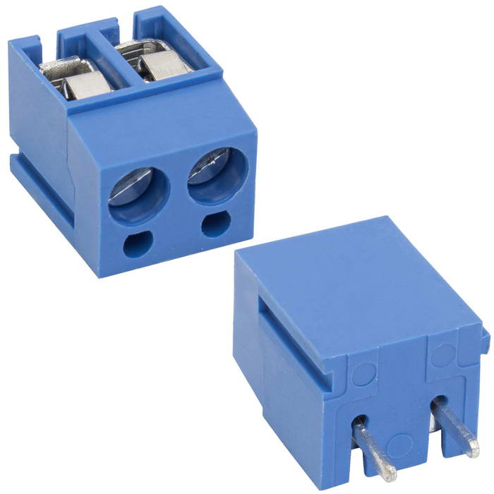 Винтовой модульный клеммный блок RUICHI RG305-5.0-02P ( DG305-5.0-02P / GT305-5.0-02P ) ,   на плату, 2 контакта, шаг 5.00 мм