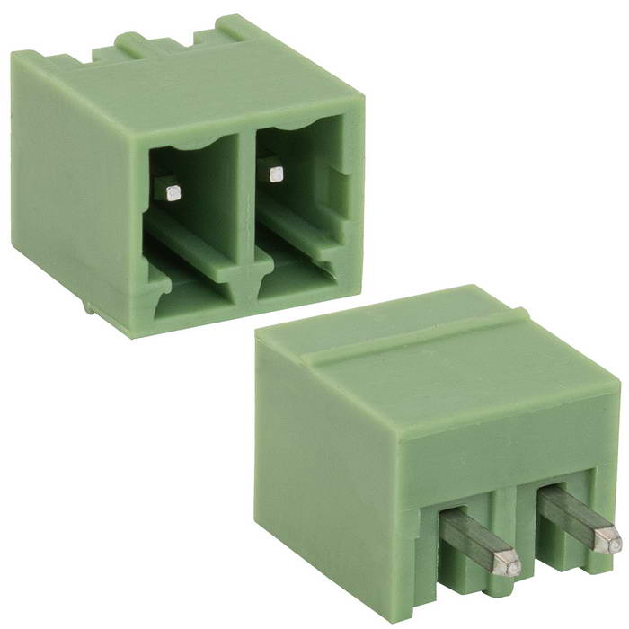 Разъемный клеммный блок на плату RUICHI 15ERGVC-3.5-02P ( 15EDGVC-3.5-02P / 15EGTVC-3.5 -02P ), вилка (M), 2 контакта, шаг 3.50 мм