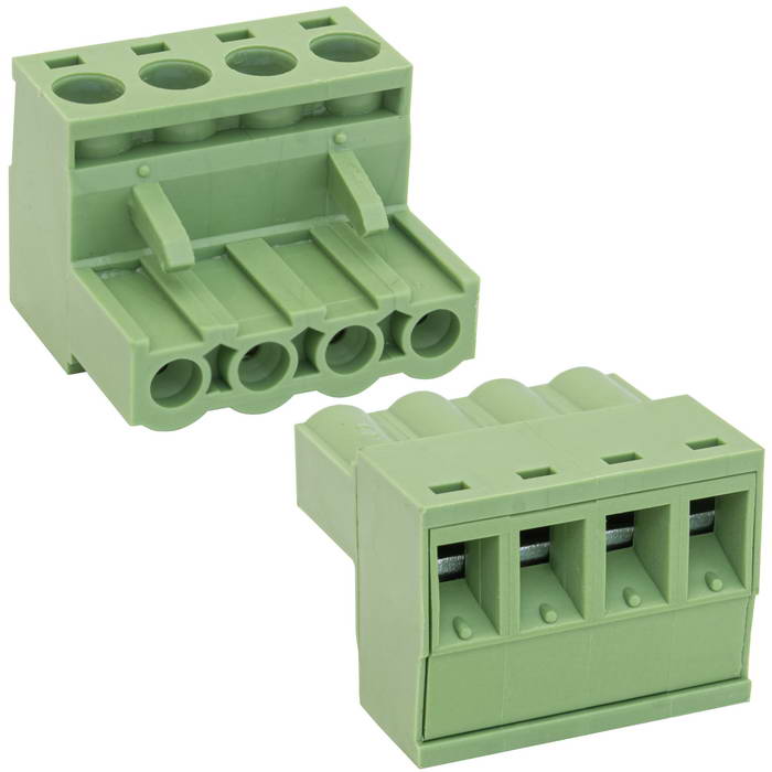 Разъемный клеммный блок на кабель RUICHI 2ERGK-5.0-04P ( 2EDGK-5.0-04P / 2EGTK-5.0-04P ),  розетка (F), 4 контакта, шаг 5.00 мм