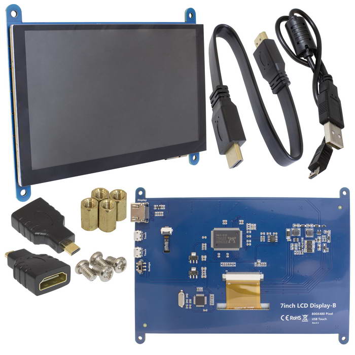 7-дюймовый HDMI-дисплей с емкостным сенсорным экраном RUICHI DSM-IPS-TOUCH-7,   разрешение 800x480, HDMI, IPS, поддержка различных устройств и систем