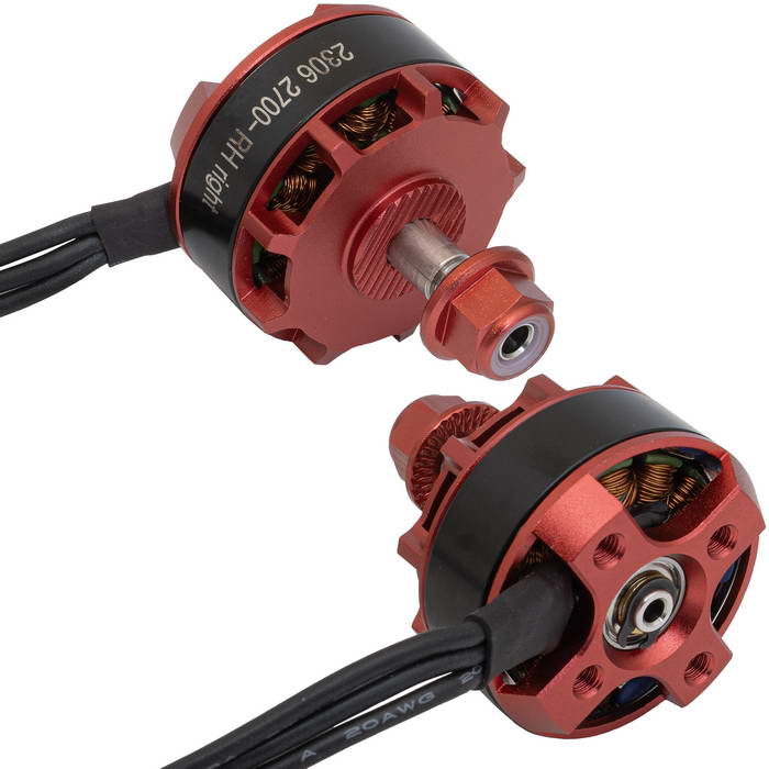 Электродвигатель бесщеточный RUICHI 2306 2700-RH, 2700 kV, диаметр вала с резьбой M5,   гайка с прессшайбой, правое  направление резьбы, цвет  черный/красный