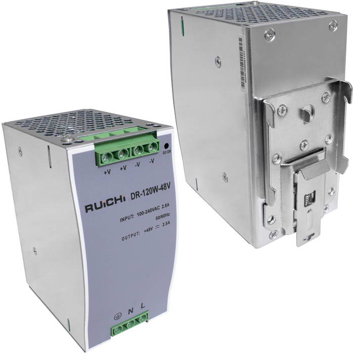 Блок питания на DIN-рейку RUICHI DR-120-48, 100-240 В (АС) 2,5 А, 48 В, металлический корпус