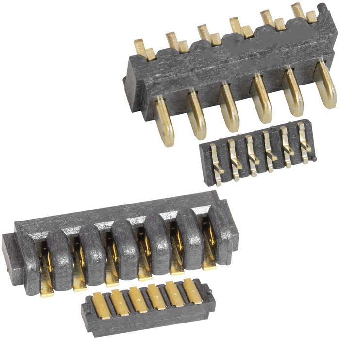 Разъем питания зажимной для аккумулятора (комплект: male-female) RUICHI CCSA-MF2.0-P06, 6 контактов,  шаг  контактов 2.0 мм, 30 В, -25...+80 °C, контакты латуные с покрытием, корпус (UL94V-0)