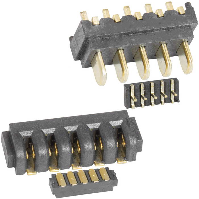 Разъем питания зажимной для аккумулятора (комплект: male-female) RUICHI CCSA-MF2.0-P05, 5 контактов,  шаг  контактов 2.0 мм, 30 В, -25...+80 °C, контакты латуные с покрытием, корпус (UL94V-0)