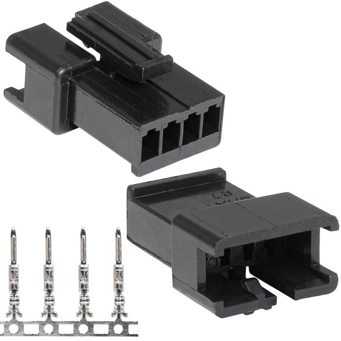 Разъем питания низковольтный RUICHI SM-4M 2.54mm + Terminal, вилка, с контактами