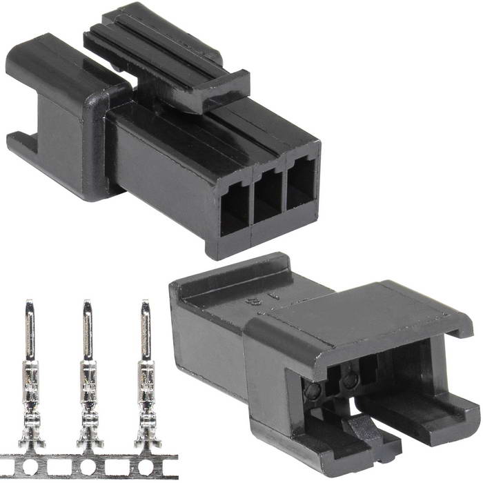 Разъем питания низковольтный RUICHI SM-3M 2.54mm + Terminal, вилка, с контактами