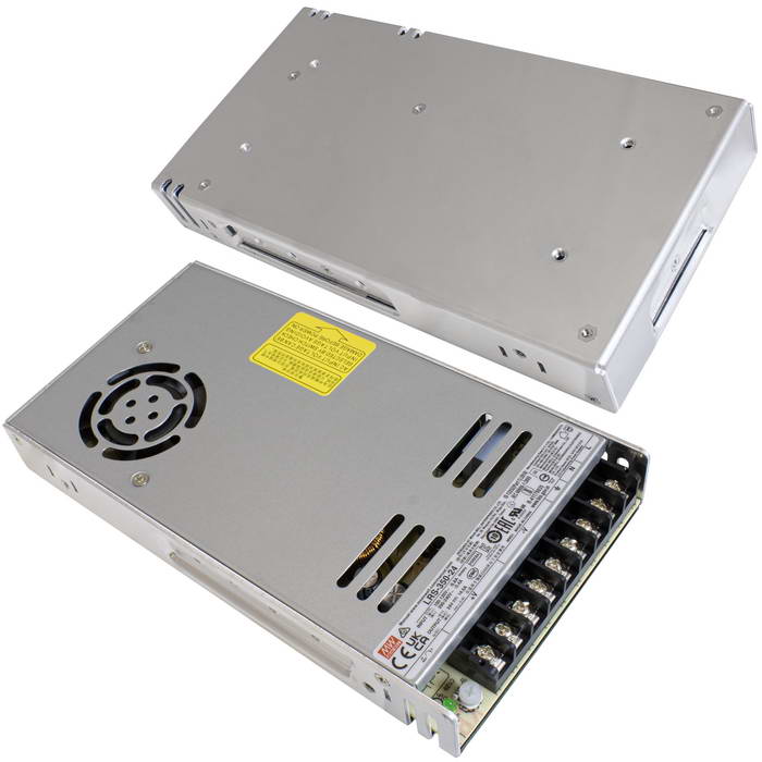 LRS-350-24-MW, Блок питания AC-DC в корпусе, 350.4Вт, вход 115/230В AC (переключатель),   47:63Гц, выход 24В/14.6A, рег. вых +10%, изоляция 3000В AC, в кожухе 215х115х30мм, -25:+70°С