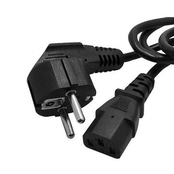 Сетевой шнур RUICHI SCZ, вилка угловая CEE7/7 - гнездо прямое IEC C13, 3 м, 3х0.75 мм2  цвет черный