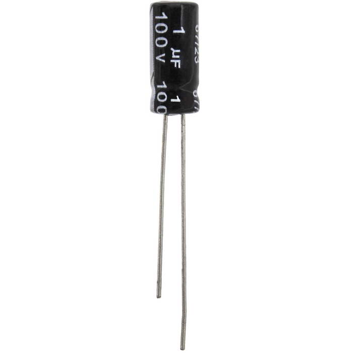 KM010M2ABKJ0511VBK JWCO Конденсатор электролитический радиальный, 1 мкФ, 100 В, 5х11 мм, -40…+105 °C,   наработка 2000 часов