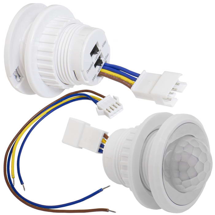 Датчик движения инфракрасный RUICHI PIR 5-24V adjust для автоматического управления освещением в помещении и на улице, белый