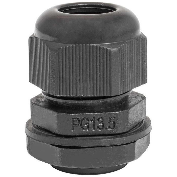 Кабельный ввод пластиковый герметичный с резьбой «PG» RUICHI PG13.5-B (6-12), чёрный,    полиамид PA66, IP68
