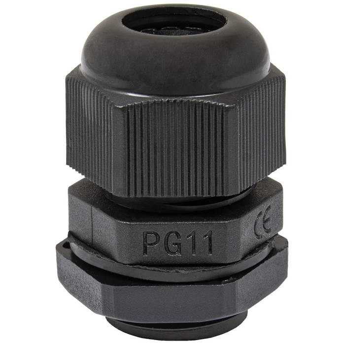 Кабельный ввод пластиковый герметичный с резьбой «PG» RUICHI PG11-B (5-10), чёрный,    полиамид PA66, IP68