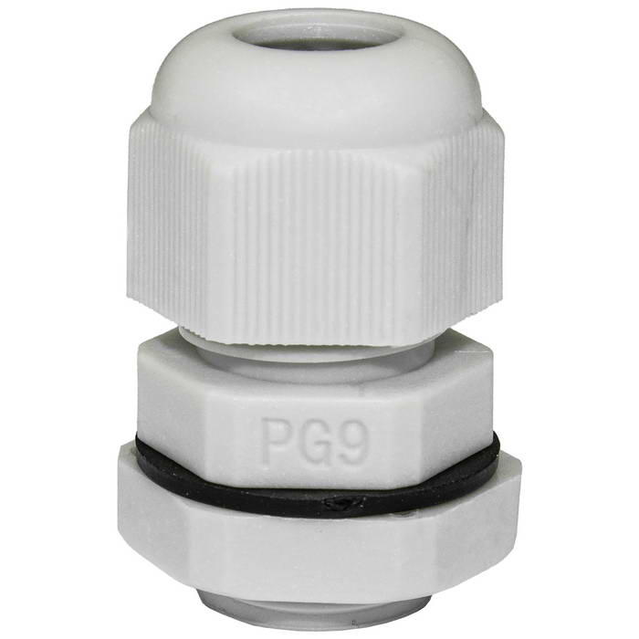 Кабельный ввод пластиковый герметичный с резьбой «PG» RUICHI PG9-G (4-8), серый,  полиамид PA66, IP68