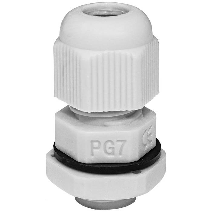 Кабельный ввод пластиковый герметичный с резьбой «PG» RUICHI PG7-G (3-6.5), серый,  полиамид PA66, IP68
