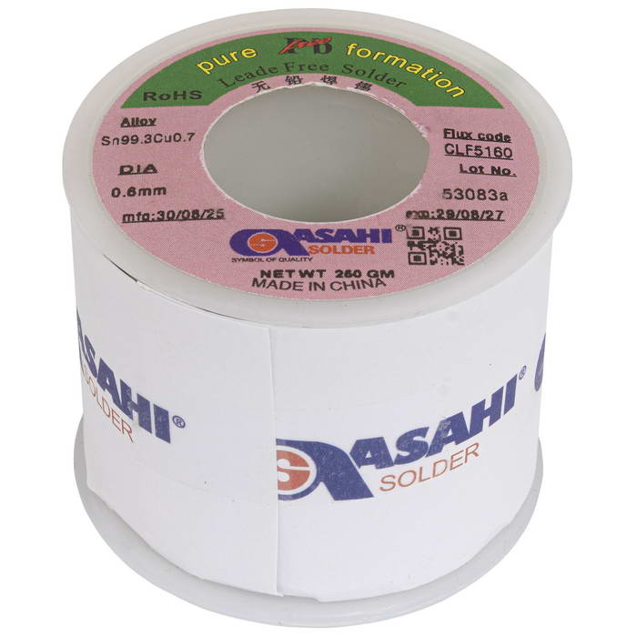 Припой ASAHI Sn99.3/CU0.7 d0.6mm 250g бессвинцовый, с флюсом CLF5160