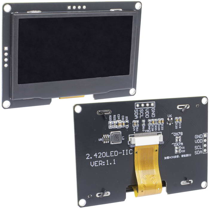 2.42-дюймовый модуль OLED-дисплей RUICHI, DSM-OLED-2.42-7P-W, разрешение 128x64  пикселей, интерфейс SPI/I2C, белый