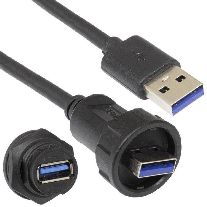 Герметичный круглый разъем RUICHI, USB-3.0B-C-02, кабель-блок, ip67, черный, байонетное соединение