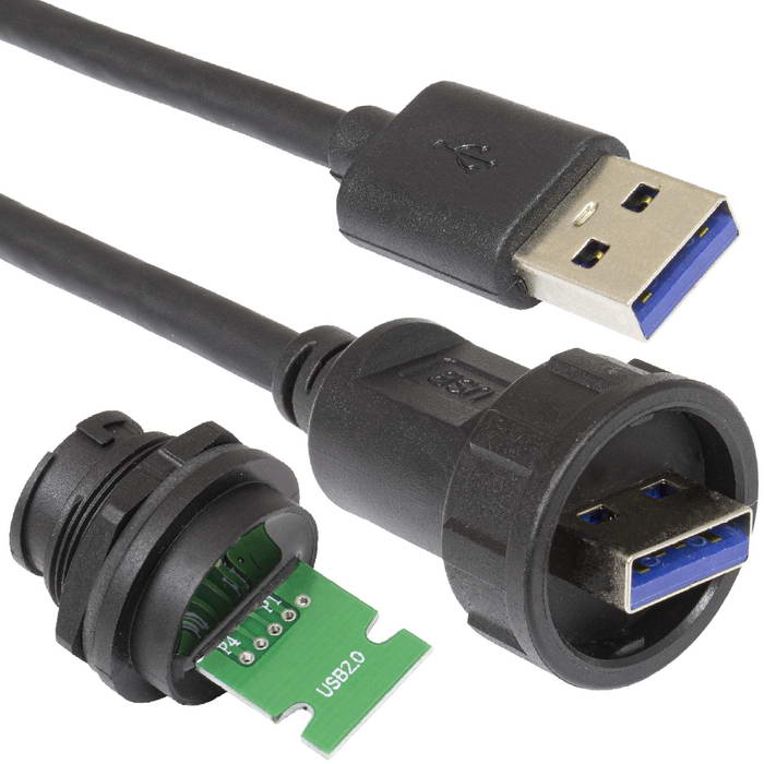 Герметичный круглый разъем RUICHI, USB-3.0B-C-03, кабель-блок, ip67, черный, байонетное соединение