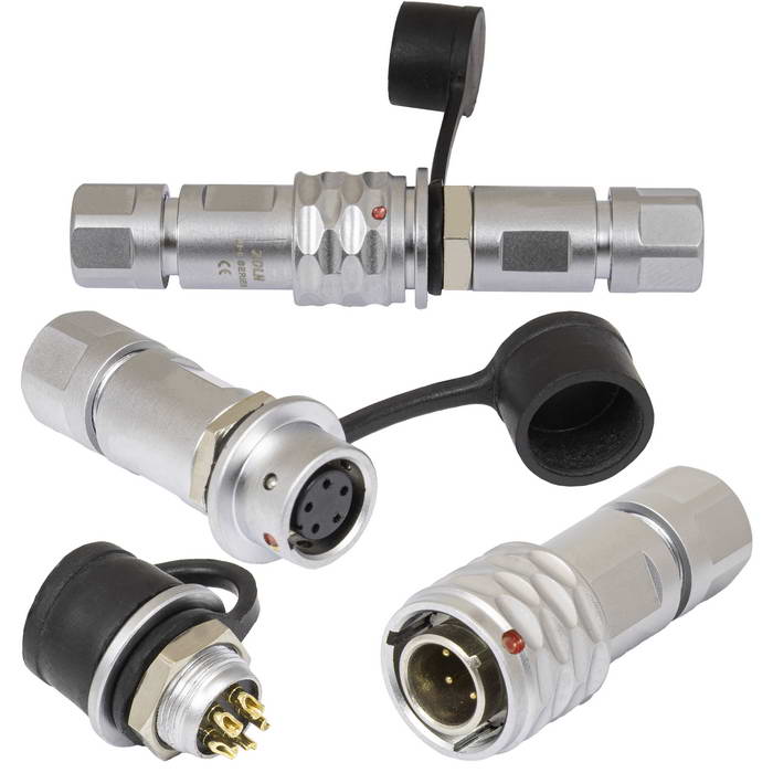 Комплект быстросъемного разъема push-pull кабель-кабель RUICHI SR8-10/MF5P, 5-ти контактный, диаметр кабеля  4 -5 мм, 3 А, IP44, -40…+85°С, корпус сплав алюминия