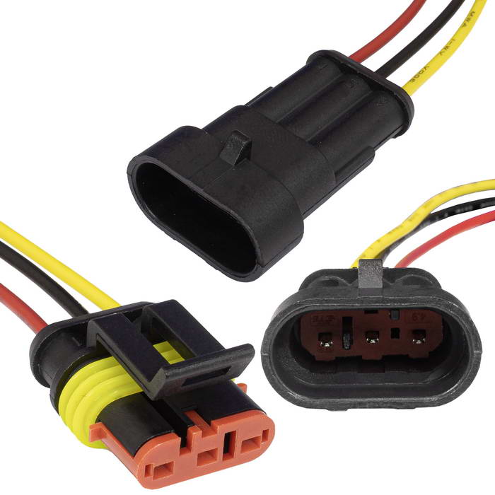 SuperSeal 1.5, 3PIN MF (18AWG 20cm), RUICHI Комплект разъёмов, 24В, 3 конт., провод 200 мм, IP66