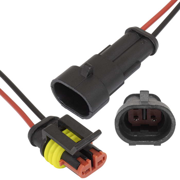 SuperSeal 1.5, 2PIN MF (18AWG 20cm),  RUICHI Комплект разъёмов, 24 В, 2 конт., провод 200 мм, IP66