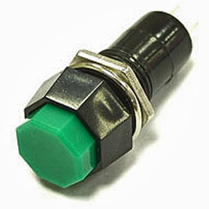 Кнопочный переключатель RUICHI PBS-14B, OFF-(ON), зелёный