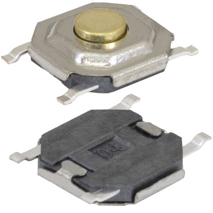 Тактовая кнопка RUICHI KAN0541-0163B, 5.2x5.2x1.5 мм, OFF-(ON), 50 мА, 12 В, 100 мОм