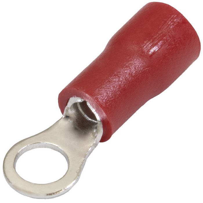 Наконечник кольцевой изолированный RUICHI RVS1.25-3.7, 19 А, 22-16 AWG, красный, латунь луженая