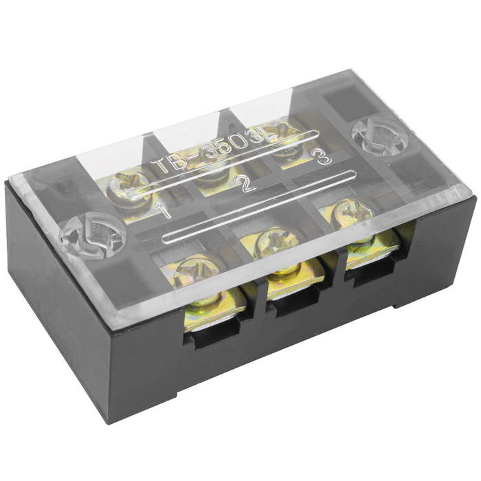 Клеммная колодка винтовая с крышкой RUICHI TB-3503, 6 контактов, М4, 35 А, 600 В, 8 AWG, 10 мм2, корпус пластик модифицированный